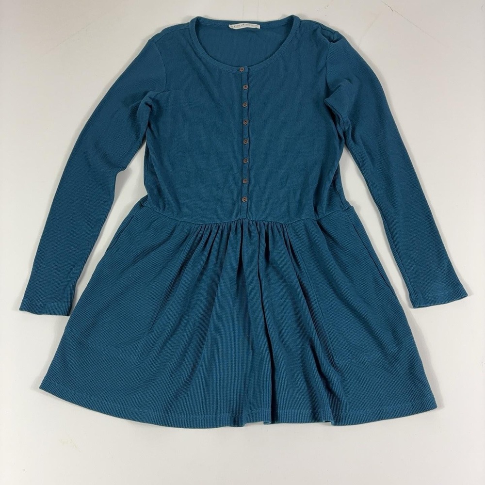 Peruvian Connection Sweater Dress Womens Small Blue Pima Cotton Fit & Flare
